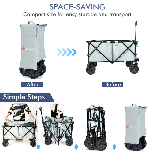 Chariot de camping utilitaire pliable avec roulettes et poignée réglable de Costway
