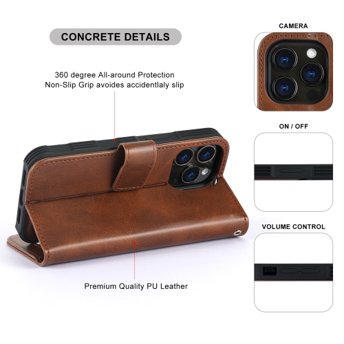 navor Universal Car Mount & Detachable Magnetic Wallet Case with Wrist Strap Compatible with iPhone 13 Pro [6.1 inch] [Folio], RFID Protection