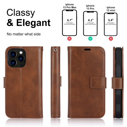 navor Universal Car Mount & Detachable Magnetic Wallet Case with Wrist Strap Compatible with iPhone 13 Pro [6.1 inch] [Folio], RFID Protection