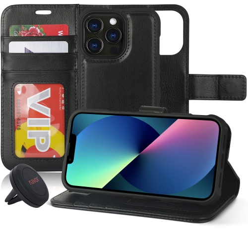 Support universel pour l’auto de navor et étui-portefeuille magnétique amovible avec dragonne compatible avec iPhone 13 Pro [6.1 po] [folio],
