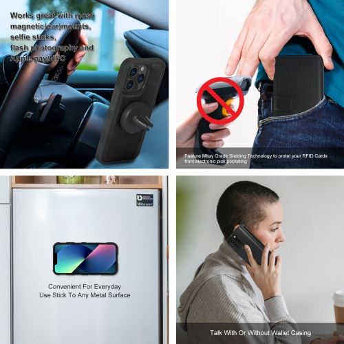 Support universel pour l’auto de navor et étui-portefeuille magnétique amovible avec dragonne compatible avec iPhone 13 Pro [6.1 po] [folio],