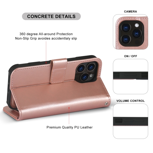 navor Universal Car Mount & Detachable Magnetic Wallet Case with Wrist Strap Compatible with iPhone 13 Pro [6.1 inch] [Folio], RFID Protection