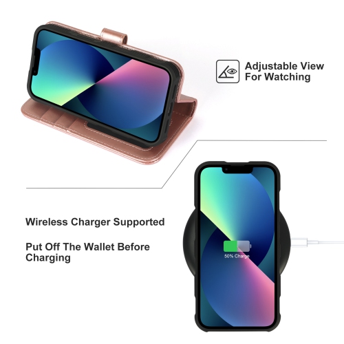 navor Universal Car Mount & Detachable Magnetic Wallet Case with Wrist Strap Compatible with iPhone 13 Pro [6.1 inch] [Folio], RFID Protection