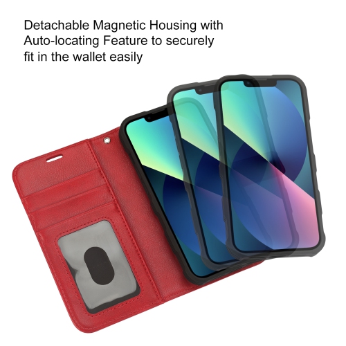 navor Universal Car Mount & Detachable Magnetic Wallet Case with Wrist Strap Compatible with iPhone 13 Pro [6.1 inch] [Folio], RFID Protection