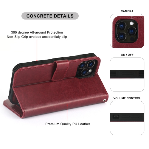 Étui-portefeuille magnétique amovible de navor avec dragonne compatible avec iPhone 13 Pro Max [6.7 po] [folio], béquille RFID