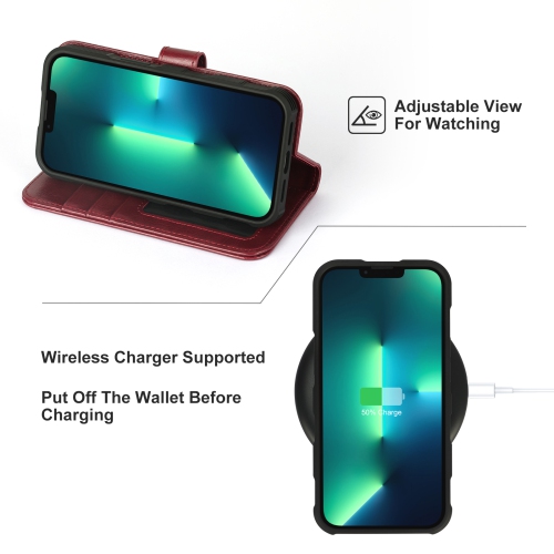 Étui-portefeuille magnétique amovible de navor avec dragonne compatible avec iPhone 13 Pro Max [6.7 po] [folio], béquille RFID