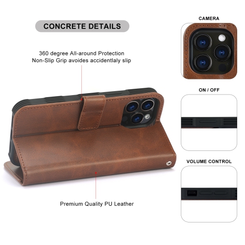 Étui-portefeuille magnétique amovible de navor avec dragonne compatible avec iPhone 13 Pro Max [6.7 po] [folio], béquille RFID
