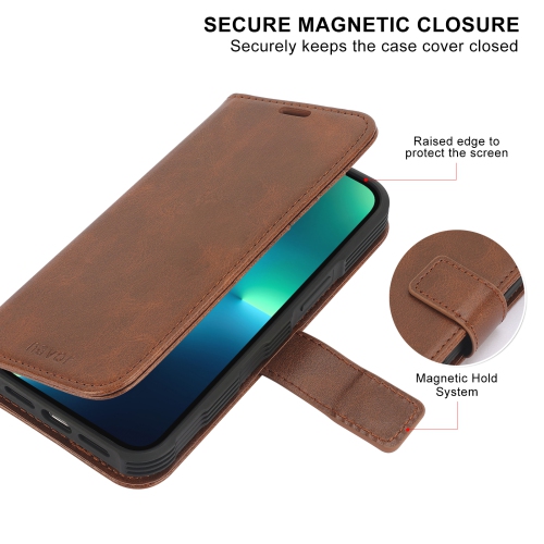 Étui-portefeuille magnétique amovible de navor avec dragonne compatible avec iPhone 13 Pro Max [6.7 po] [folio], béquille RFID
