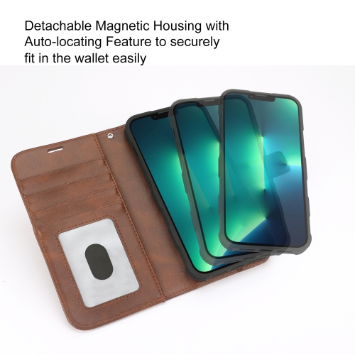 Étui-portefeuille magnétique amovible de navor avec dragonne compatible avec iPhone 13 Pro Max [6.7 po] [folio], béquille RFID