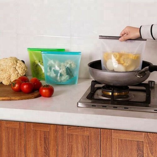 Reusable Storage Bags 4 Pack Food Storage Bags( BPA Free Freezer Ziplock Lunch Bags Leakproof Reusable Bags 1000 Ml