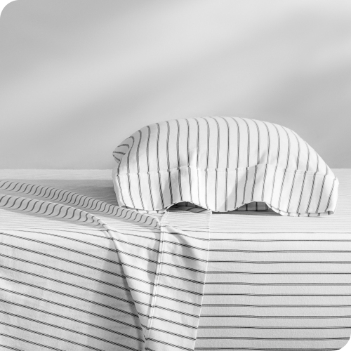 BARE HOME  Flannel Sheet Set 100% Cotton, Velvety Soft Heavyweight - Double Brushed Flannel - Deep Pocket (Ticking Stripe - White/grey)