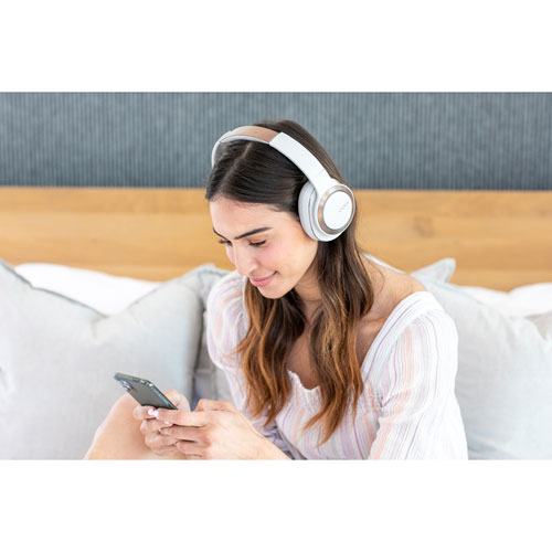 Casque d'écoute Bluetooth à suppression du bruit Enduro ANC de Cleer Audio - Gris pâle