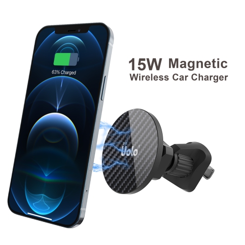 Uolo Volt 15W Magnetic Magsafe Fast Wireless Charging Car Holder Vent, Car Mount Compatible with iPhone models with MagSafe function or MagSafe case