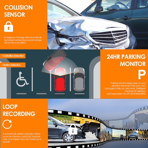 Rexing V2 PRO AI Dash Cam, enregistrement 1080p avant/cabine/arrière 3 canaux avec Wi-Fi et GPS