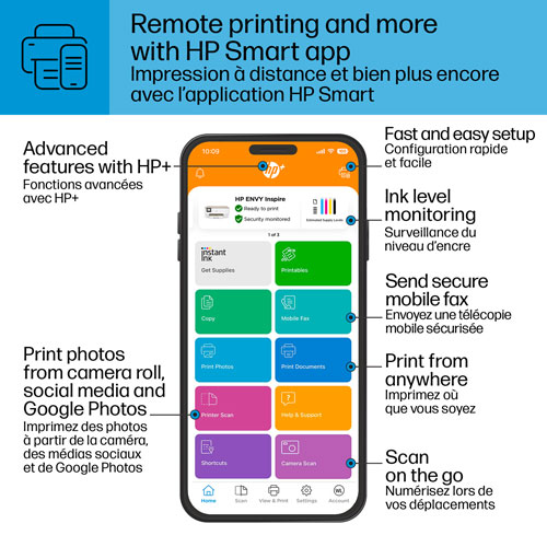 HP ENVY Inspire 7255e Wireless All-In-One Inkjet Printer - HP Instant Ink 3-Month Free Trial Included*