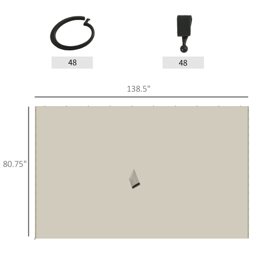 Outsunny Universal Gazebo Replacement Sidewalls Set of 4-Panel Privacy Wall for Most 10' x 13' Gazebo Canopy Pavillion Outdoor Shelter Curtains