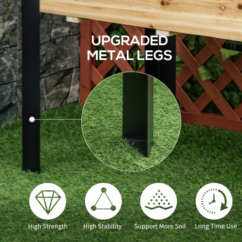 Outsunny Raised Garden Bed, Elevated Planter Box, 47"x24"x29" with Legs, Metal Frame, Wooden Planter Pot for Backyard, Patio to Grow Vegetables,