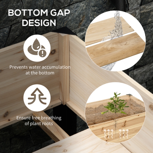 Outsunny Raised Garden Bed, Elevated Planter Box, 47"x24"x29" with Legs, Metal Frame, Wooden Planter Pot for Backyard, Patio to Grow Vegetables,