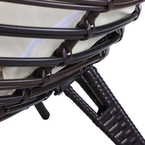 Outsunny Standing Rattan Chair with Trapezoidal Cushion, 352lbs Capacity Egg Chair, Outdoor/Indoor Wicker Lounge Chair for Backyard Garden Balcony