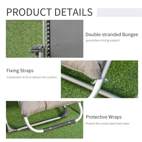 Outsunny Reclining Zero Gravity Chair with Adjustable Backrest, Folding Garden Sun Lounger with Removable Cushion and Headrest, Dark Grey