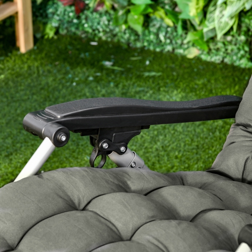 Outsunny Reclining Zero Gravity Chair with Adjustable Backrest, Folding Garden Sun Lounger with Removable Cushion and Headrest, Dark Grey
