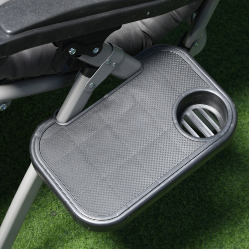 Outsunny Reclining Zero Gravity Chair with Adjustable Backrest, Folding Garden Sun Lounger with Removable Cushion and Headrest, Dark Grey