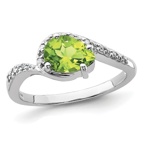 GEM AND HARMONY  1.00 Carat (Ctw) Pear Shaped Peridot Ring In Sterling In Silver