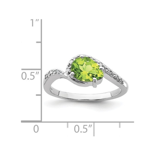 1.00 Carat Pear Shaped Peridot Ring in Sterling Silver