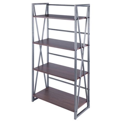 TARRUBOUTIQUE  Isa 4-Tier Shelf, Graphite And Walnut