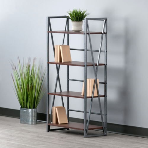 TarruBoutique Isa 4-Tier Shelf, Graphite and Walnut