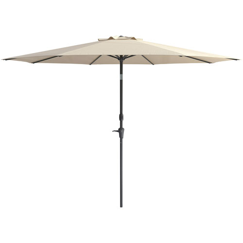 Parasol de patio octogonal inclinable contemporain de 10 pi Amber Emily - Blanc chaud