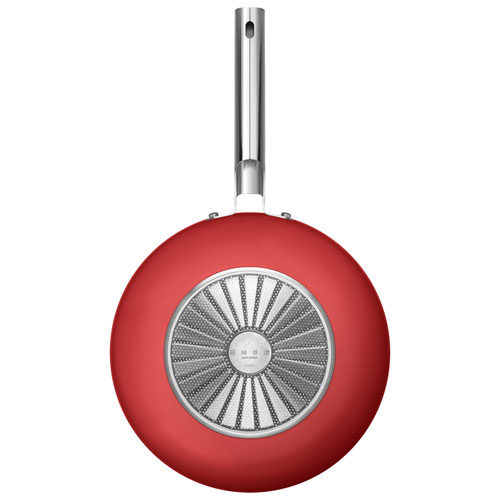Wok de 12 po en aluminium de Smeg - Rouge mat