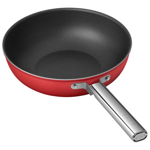 Wok de 12 po en aluminium de Smeg - Rouge mat