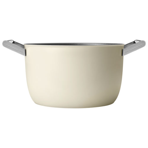 Smeg 10" Aluminum Casserole Pan with Glass Lid - Matte Cream