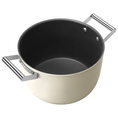 Smeg 10" Aluminum Casserole Pan with Glass Lid - Matte Cream