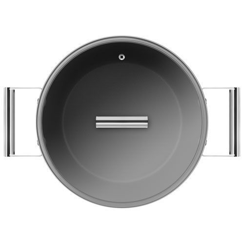 Smeg 10" Aluminum Casserole Pan with Glass Lid - Matte Cream