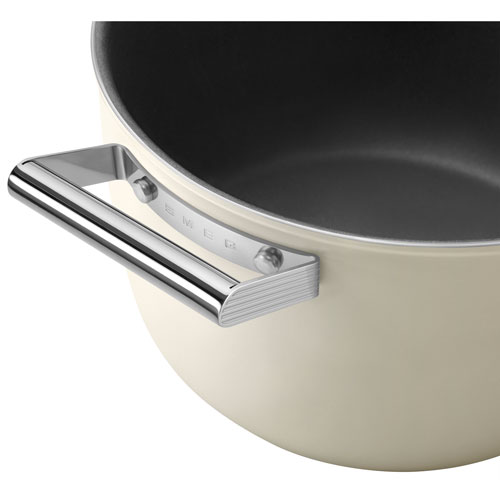 Smeg 10" Aluminum Casserole Pan with Glass Lid - Matte Cream