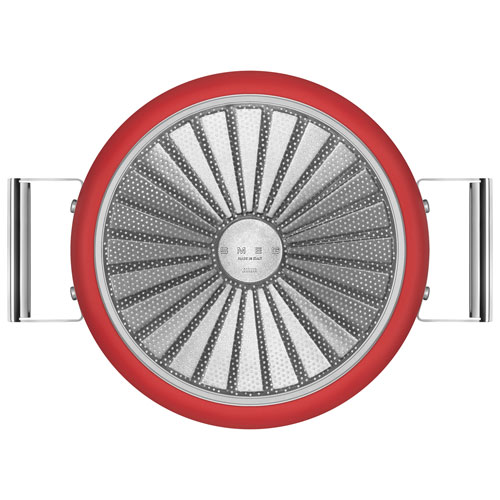 Casserole de 10 po en aluminium avec couvercle en verre de Smeg - Rouge mat