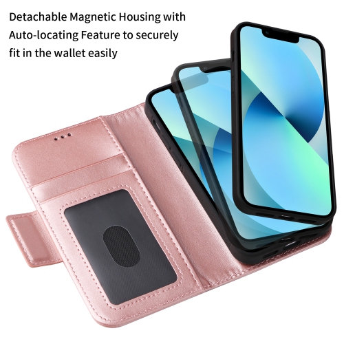 navor Universal Car Mount & Detachable Magnetic Wallet Case Compatible with iPhone 13 Mini [5.4 inch] [Folio], RFID Protection Kickstand
