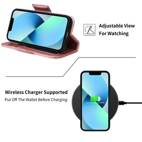 navor Universal Car Mount & Detachable Magnetic Wallet Case Compatible with iPhone 13 Mini [5.4 inch] [Folio], RFID Protection Kickstand