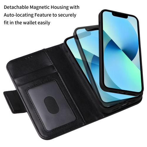 navor Universal Car Mount & Detachable Magnetic Wallet Case Compatible with iPhone 13 Mini [5.4 inch] [Folio], RFID Protection Kickstand