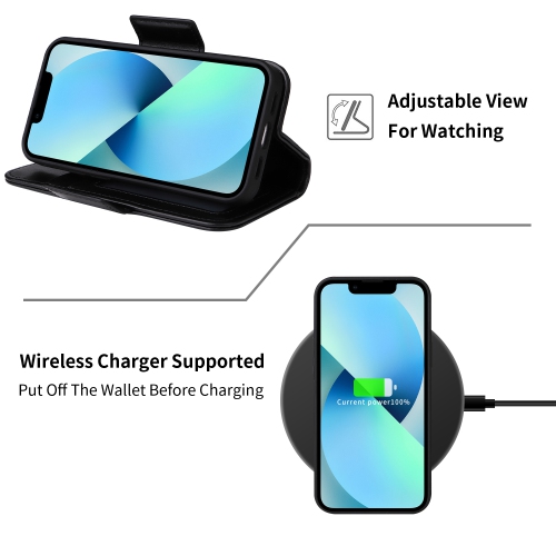 navor Universal Car Mount & Detachable Magnetic Wallet Case Compatible with iPhone 13 Mini [5.4 inch] [Folio], RFID Protection Kickstand