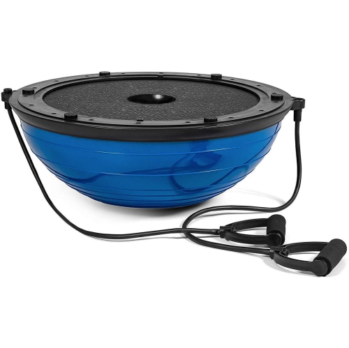 Balance Ball Balance Trainer, 23" Half Ball with 2 Resistance Bands, Half Yoga Exercise Ball Yoga Strength Exercise Fitness Platform, Stability Ball