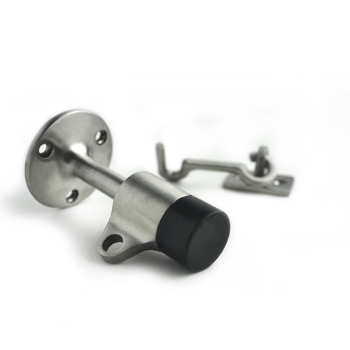 Stainless Steel Door Stopper with Hook and Anti-Collision Cushioning, 90 x 50mm