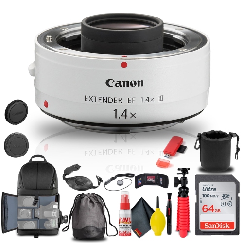 Canon Extender EF 1.4X III + BackPack + 64GB Card + Lens Pouch + More