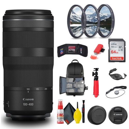 CANON  Rf 100-400MM F/5.6-8 Is Usm Lens (5050C002) + Filter Kit + Backpack + More