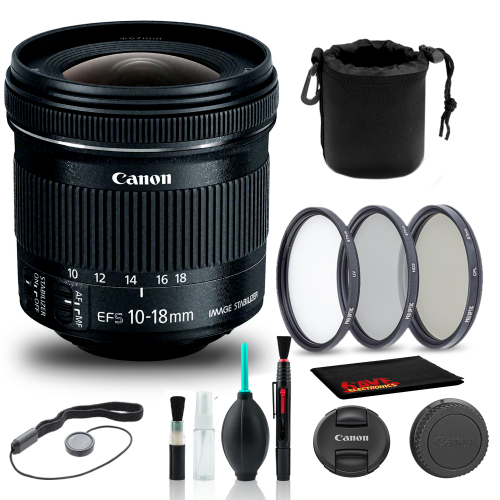 Canon EF-S 10-18mm f/4.5-5.6 IS STM Lens (9519B002) + Filter Kit +