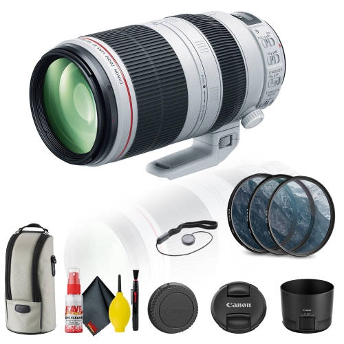 Canon EF 100-400mm f/4.5-5.6L IS II USM Lens + FilterKit + Cap + More