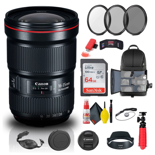 Canon EF 16-35mm f/2.8L III USM Lens (0573C002) + Filter Kit + BackPack +  More