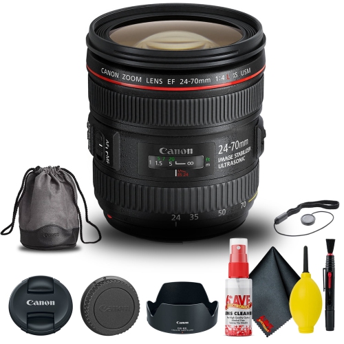 Canon EF 24-70mm f/4L IS USM Lens + Filter Kit + Cap Keeper + More